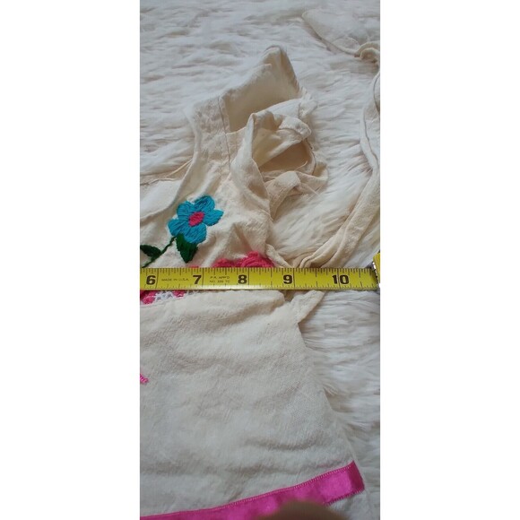 Handmade Baby Girls Boho Dress Embroidered Bow Ivory Size 3-9 Months - Picture 8 of 10